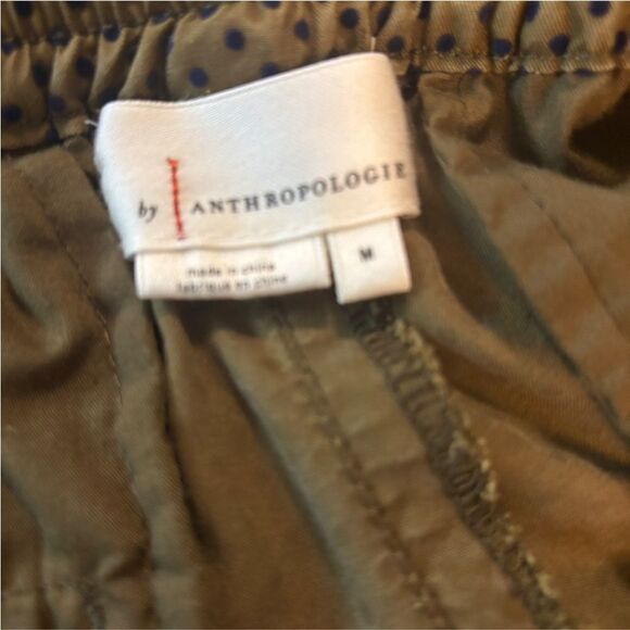 Anthropologie Polka Dot Velvet Jogger Pants Olive/Navy Size Medium - Picture 3 of 6